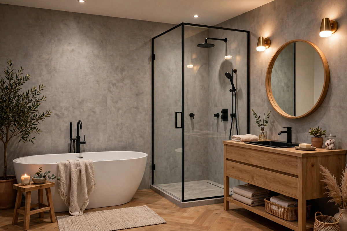 Grey Concrete PVC Shower Panel Main image