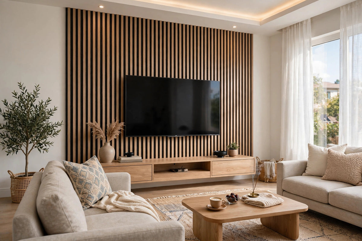 Light Walnut Slat Panel
