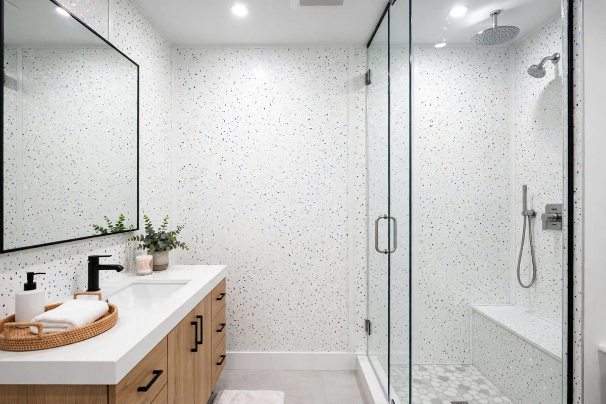White Sparkle PVC Shower Panel