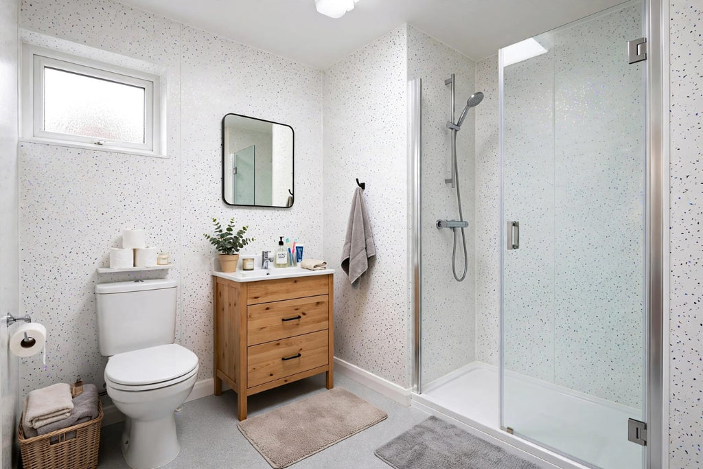 White Sparkle PVC Shower Panel