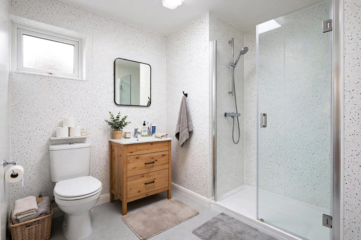 White Sparkle PVC Shower Panel