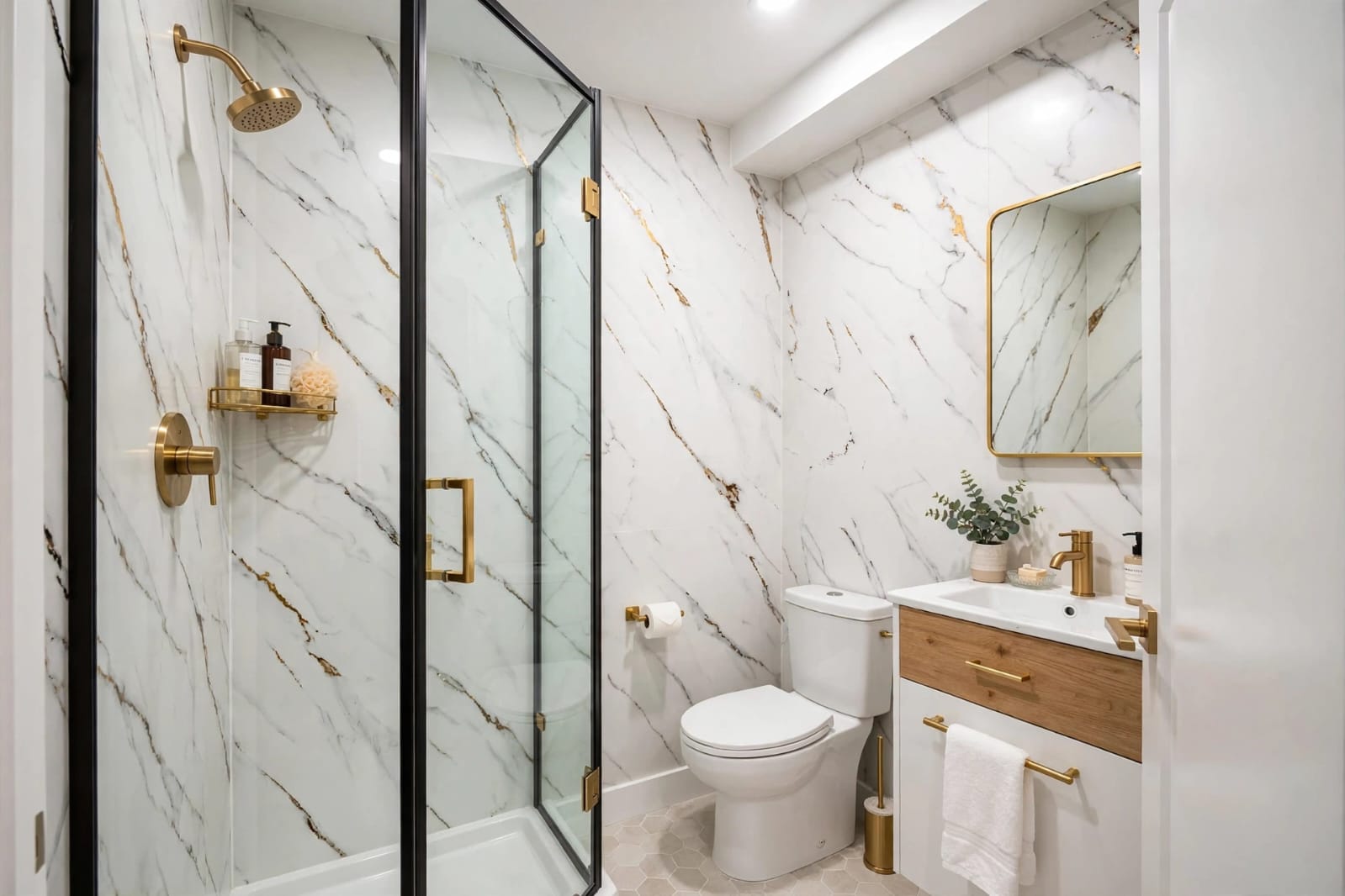 Carrara Gold PVC Shower Panel Secondary image