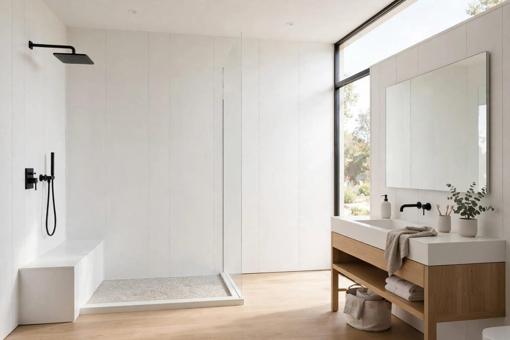 Plain White PVC Shower Panel