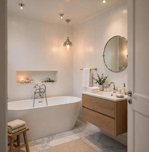 Plain White PVC Shower Panel